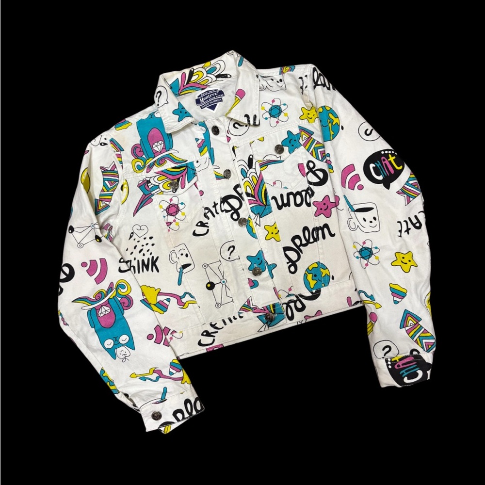 Girls Colorful Graphic Button-Up Jacket made in India estimated 2015